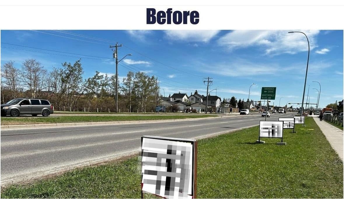 Raj Dhaliwal’s Fight Against Illegal Signage in Calgary - Before